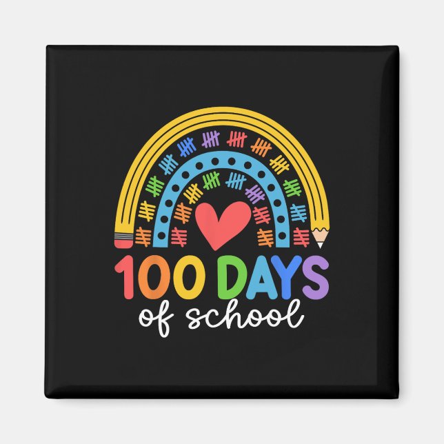 Imã 100 Dias De Design De Celebração Do Arco-Íris Esco (Frente)