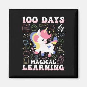 Imã 100 Dias De Design De Unicórnio De Ensino Mágico
