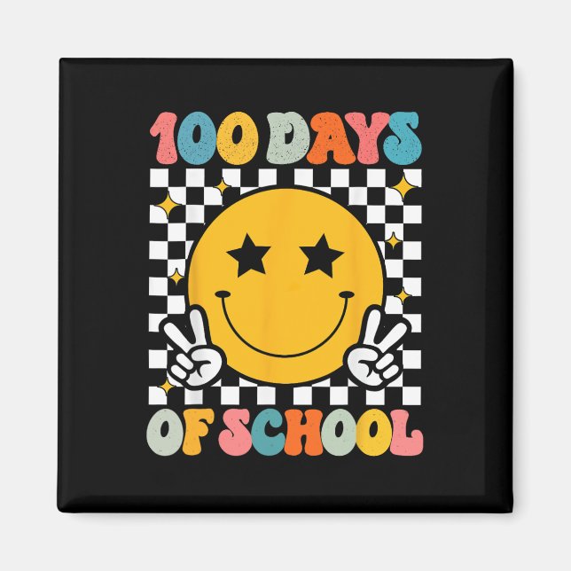 Imã 100 Dias De Ensino De Groovy Smile Face (Frente)