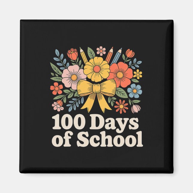 Imã 100 Dias De Escola Floral Clroom  (Frente)