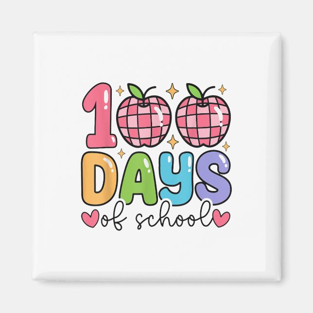 Imã 100 Dias De Escola Professores De Retrô Disco Feli (Frente)