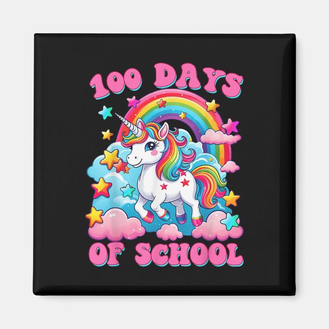 Imã 100 Dias De Meninas De Unicórnio Escolar Curem 100 (Frente)