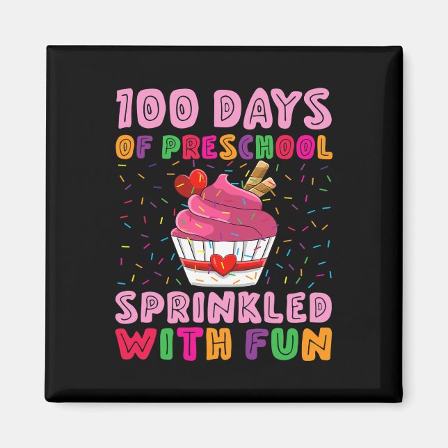 Imã 100 Dias De Pré-Escolas Empurradas Com Cupcake Div (Frente)