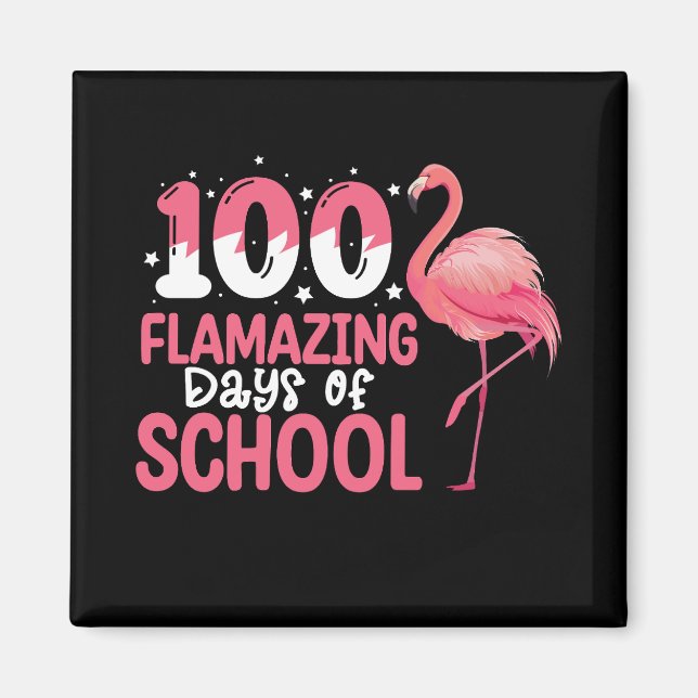 Imã 100 Dias Flamantes de Professor Flamingo Escolar (Frente)