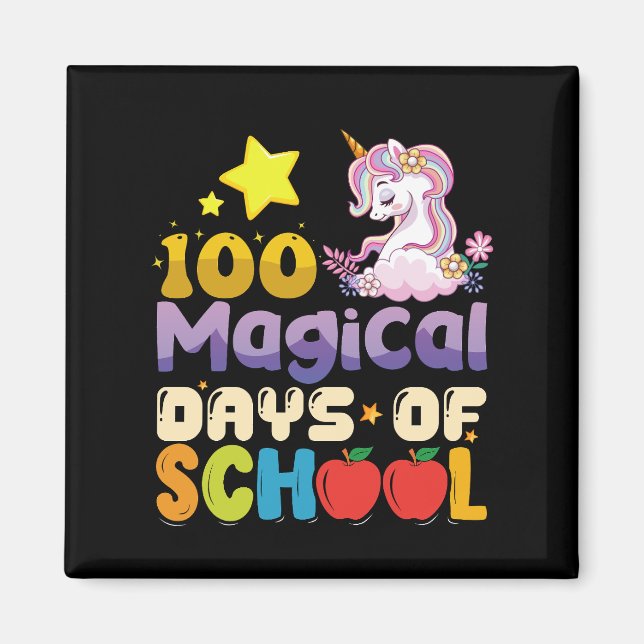Imã 100 Dias Mágicos De Escola Professora Unicórnio (Frente)