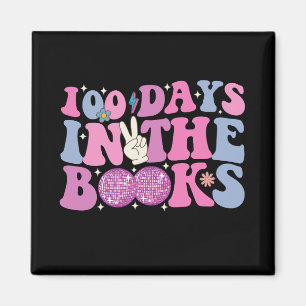Imã 100 Dias Nos Livros Bola de Discoteca Groovy Retro
