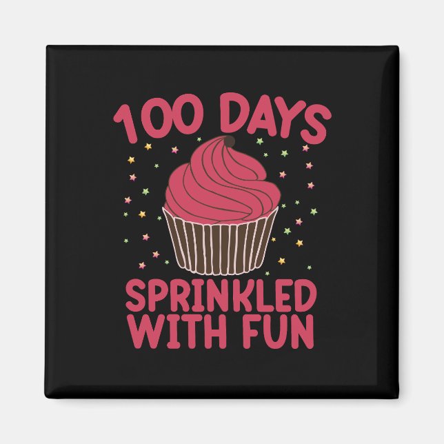 Imã 100 Dias Salpicados Com Diversão Cupcake Garota da (Frente)