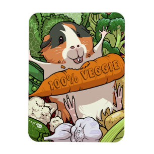 Ímã 100% Veggie Happy Guiné Pig Com Cenoura