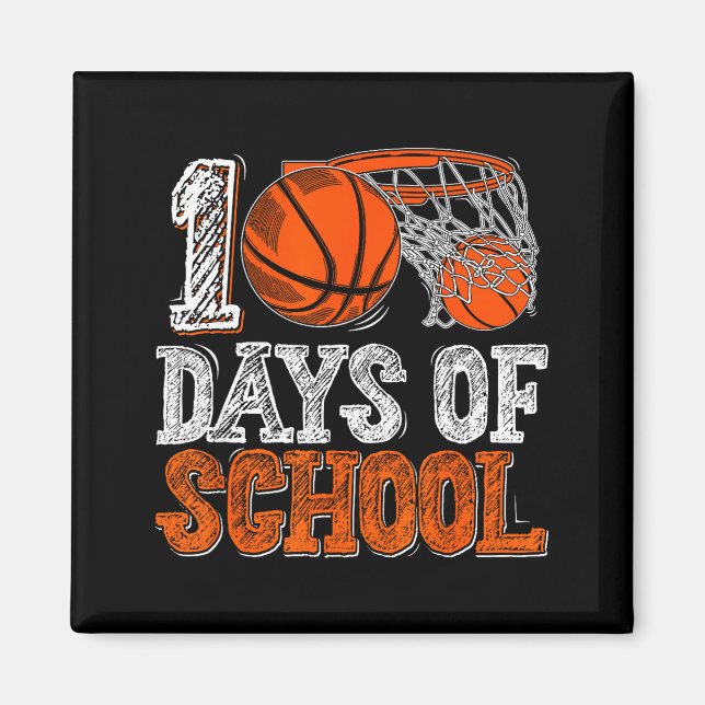 Imã 100th Day Of School Basketball Kids 100 Days Of Sc (Frente)