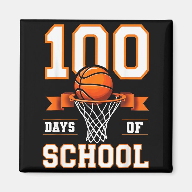 Imã 100th Day Of School Basketball Kids 100 Days Of Sc (Frente)
