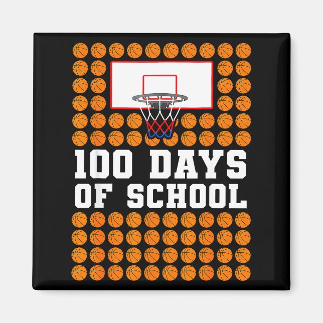 Imã 100th Day Of School Basketball Kids 100 Days Of Sc (Frente)