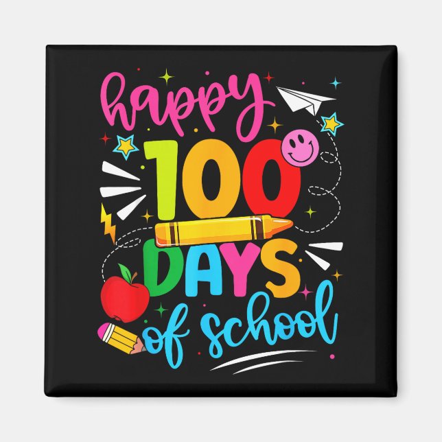Imã 100th Day Of School Happy 100 Days Teachers Boy Gi (Frente)