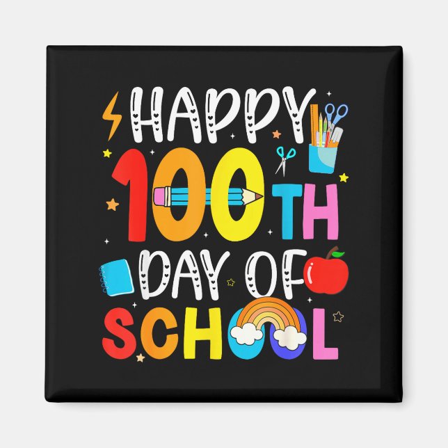 Imã 100th Day Of School Teachers Students 100 Days Of  (Frente)