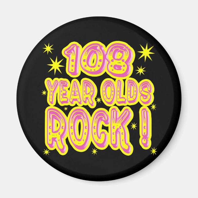 Imã 108 anos Velhos Rock! (Cor-de-rosa) (Frente)