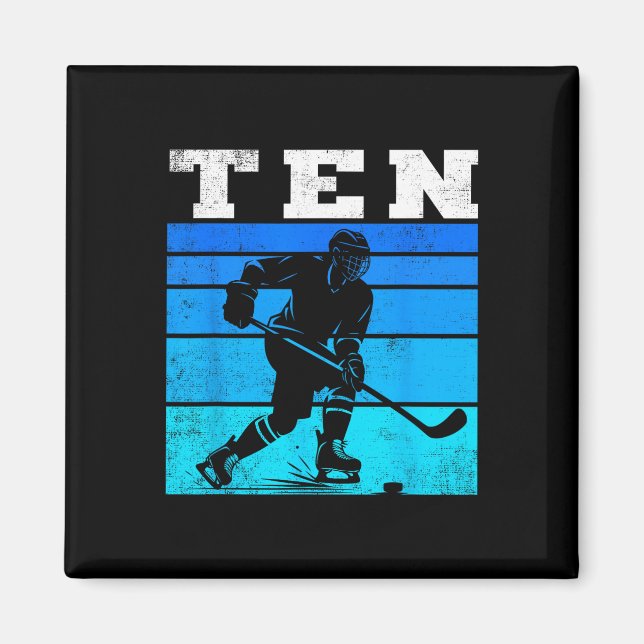 Imã 10th Birthday Ice Hockey Boys Ten Hockey Birthday  (Frente)