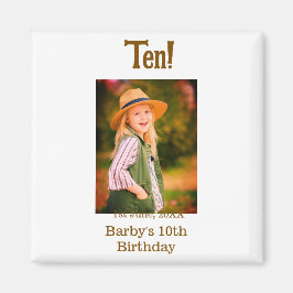 Imã 10th birthday photo name date simple brown beige b