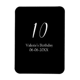 Ímã 10th birthday white black name date calligraphy 