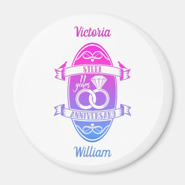 Imã 11 anos de casamento tradicional da 11 de Aço (Frente)