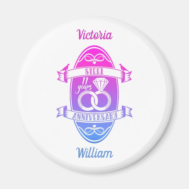 Imã 11 anos de casamento tradicional da 11 de Aço (Frente)