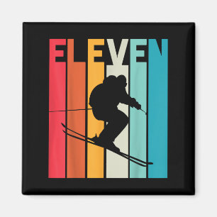 Imã 11 Birthday Boy Retro Ski Lover Skier 11 Anos O