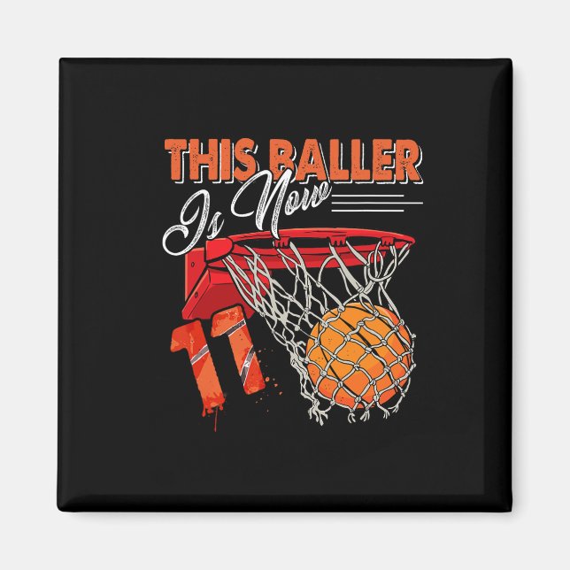 Imã 11 Birthday Bysketbyll Diversão 11 Anos Crianças G (Frente)