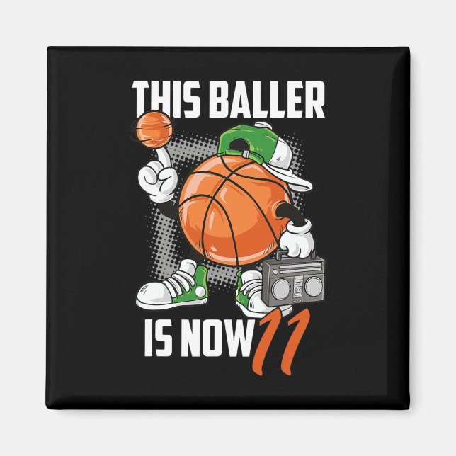 Imã 11 Birthday Bysketbyll Player Divertido 11 Anos K (Frente)