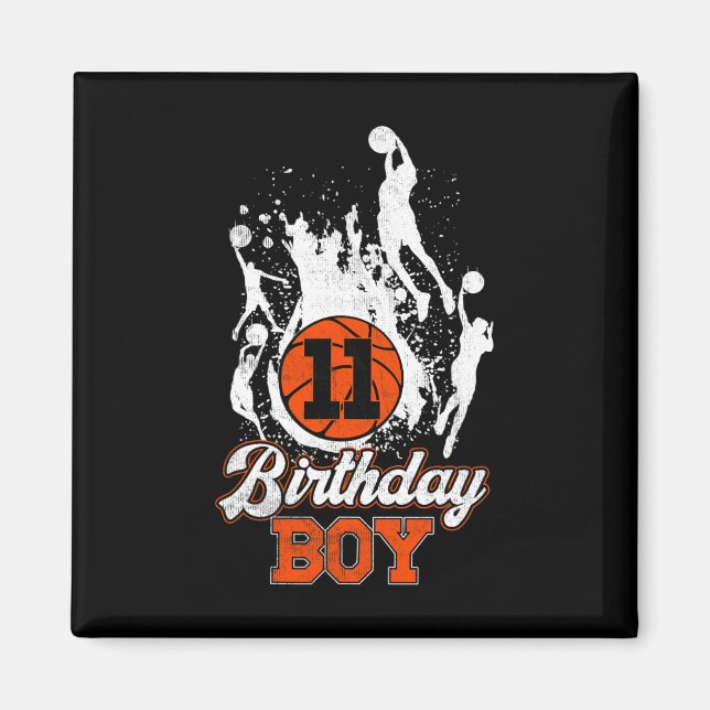 Imã 11 Birthday Bysketbyll Theme Birthday Boy 11 anos (Frente)