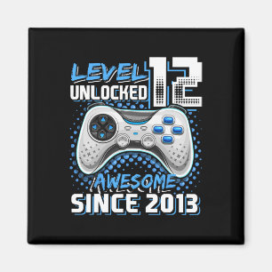 Imã 12 Birthday Boy Nível 12 Gamer 12 Anos Vídeo Gam