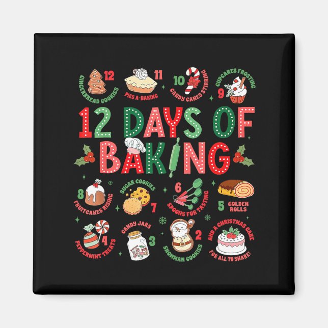 Imã 12 Days Of Baking Baker Christmas Cook Chef Baking (Frente)