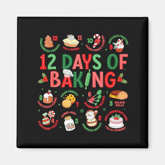 Imã 12 Days Of Baking Baker Christmas Cook Chef Baking (Frente)