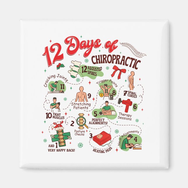 Imã 12 Days Of Chiropractic Christmas Chiropractor  (Frente)