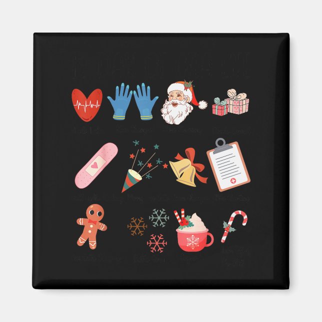 Imã 12 Days Of Cna Life Nurse Merry Christmas Pajamas  (Frente)