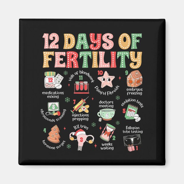 Imã 12 Days Of Fertility Ivf Nurse Christmas Ob Gyn Tr (Frente)