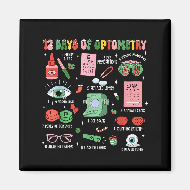 Imã 12 Days Of Optometry Christmas Eye Doctor Optometr (Frente)