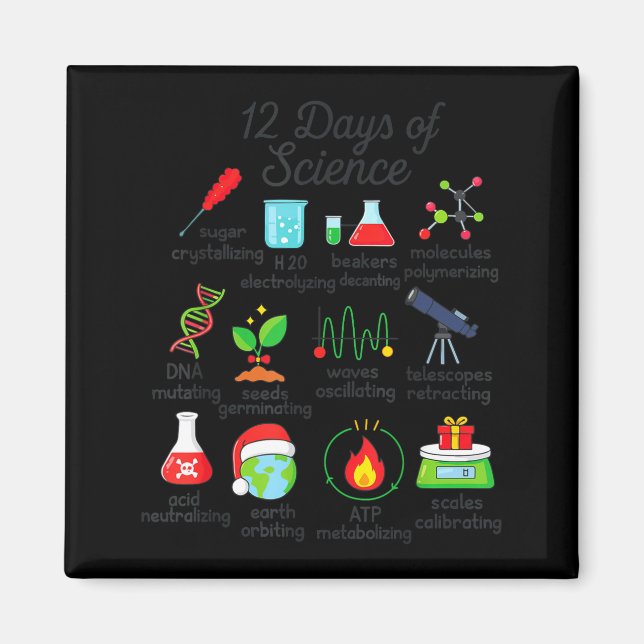 Imã 12 Days Of Science Funny Science Teacher Christmas (Frente)
