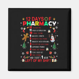 Imã 12 Dias De Farmácia Engraçado Natal Farmacêutico T