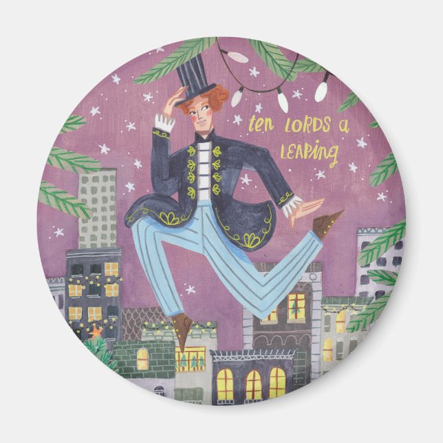 Imã 12 dias de Natal bonitos 10 lordes saltam (Frente)