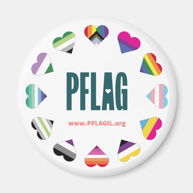 Imã 12 Íman PFLAG no círculo do coração (Frente)