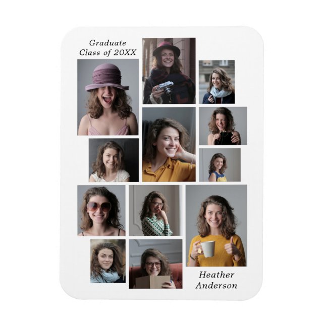 Ímã 12 Nome flexível do Formando de colagem de fotos (Vertical)