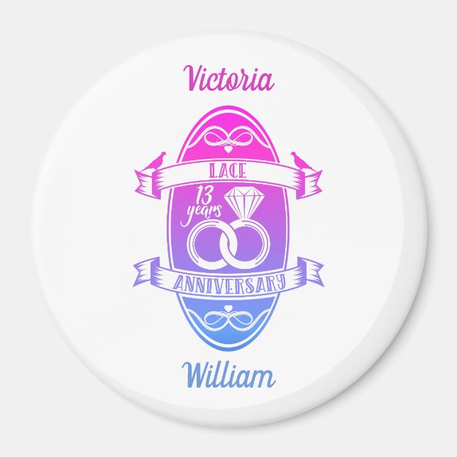 Imã 13 anos de aniversário tradicional do casamento co (Frente)