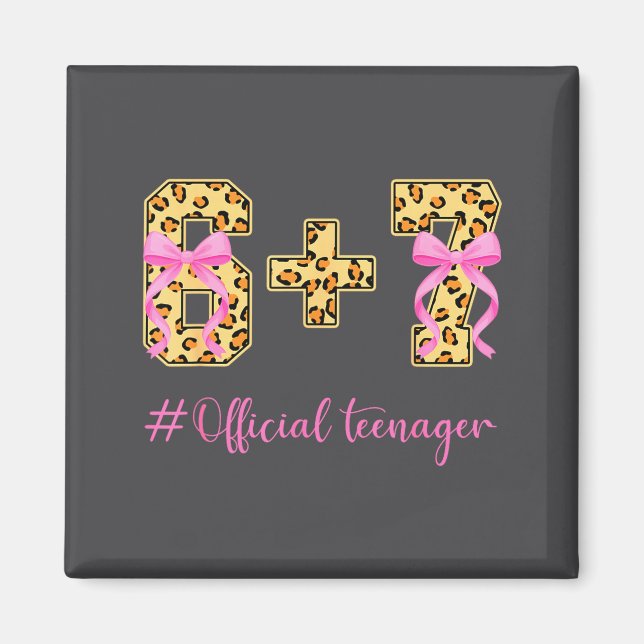 Imã 13th Birthday Girl Nk Coquette Bow Leopard 6+7 Yea (Frente)