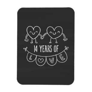 Ímã 14 Anniversário Gift Chalk Hearts