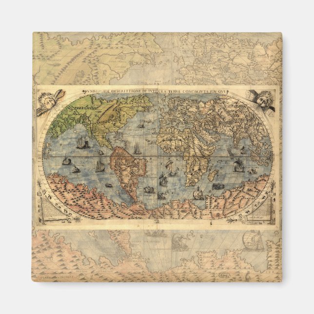 Imã 1565 Forlani AntiquevMapa Renascentista Mundial (Frente)