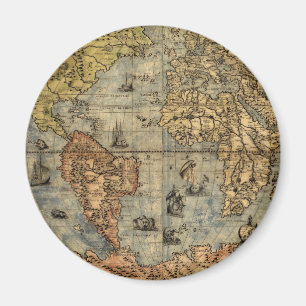 Imã 1565 Mapa Antigo do Mundo de Forlani Cartografia V