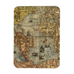 Ímã 1565 Mapa Antigo do Mundo de Forlani Cartografia V