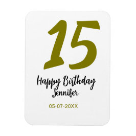 Ímã 15 aniversário quiencenera adicionar data ano ouro