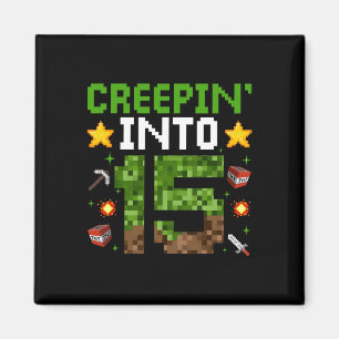 Imã 15 Birthday Gamer Pixel Creepin" Em 15 Vídeo G