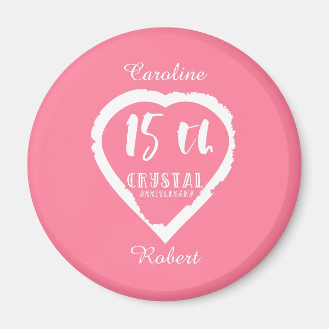 Imã 15 de aniversário de casamento cristal tradicional (Frente)
