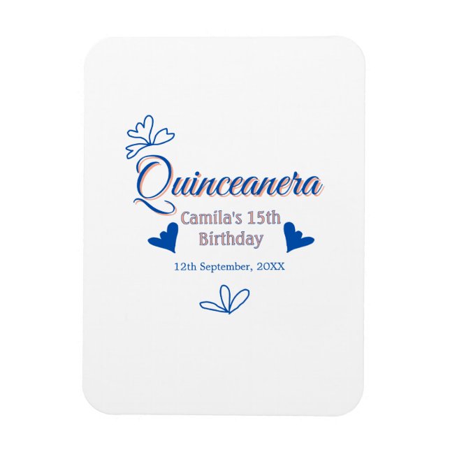 Ímã 15 de aniversário rusica mexicana do pêssego azul  (Vertical)