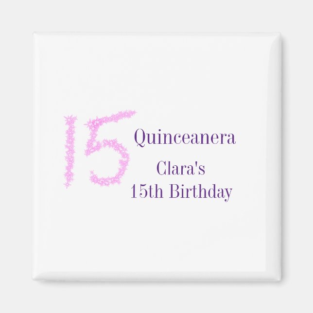 Imã 15 de Quinceanera, modelo de relva rosa (Frente)